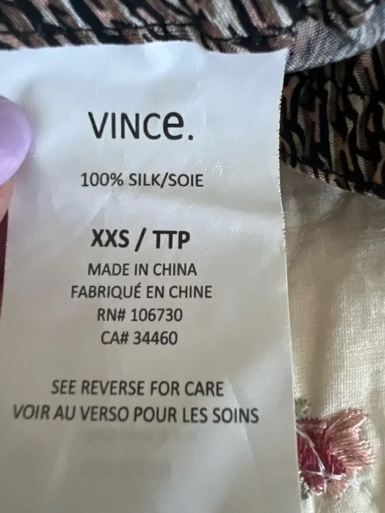 Vince Neutral Printed Track Pants with Black Side Stripe - Picture 3 of 3